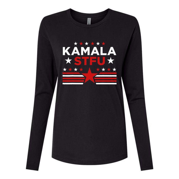 Kamala Stfu Funny Kamala Harris Usa Flag Womens Cotton Relaxed Long Sleeve T-Shirt