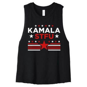 Kamala Stfu Funny Kamala Harris Usa Flag Women's Racerback Cropped Tank