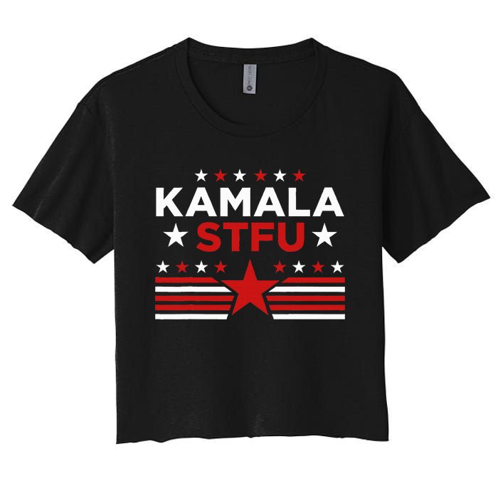 Kamala Stfu Funny Kamala Harris Usa Flag Women's Crop Top Tee