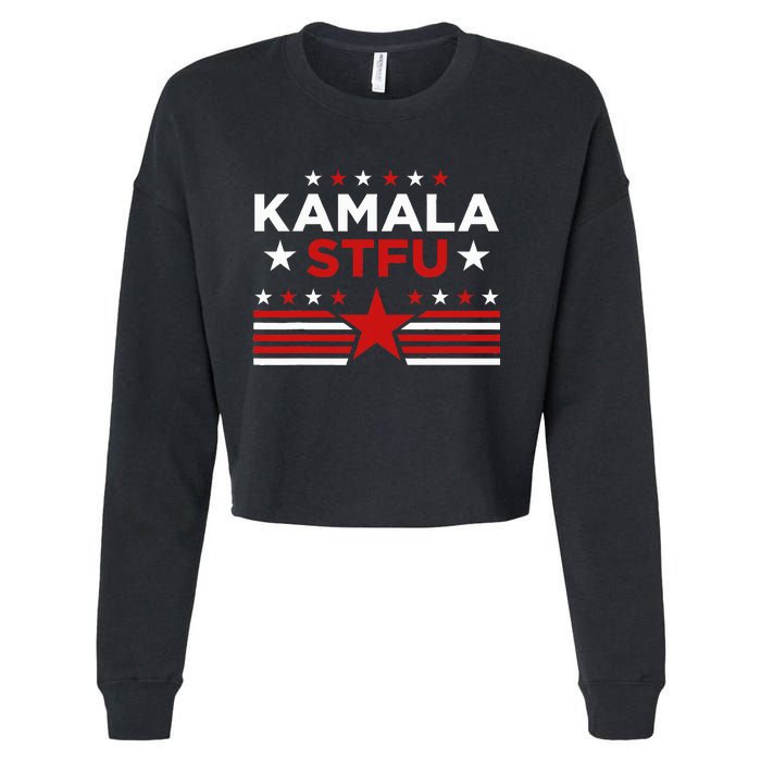 Kamala Stfu Funny Kamala Harris Usa Flag Cropped Pullover Crew