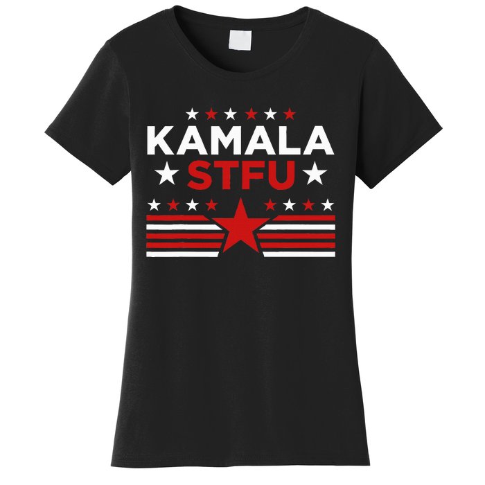 Kamala Stfu Funny Kamala Harris Usa Flag Women's T-Shirt