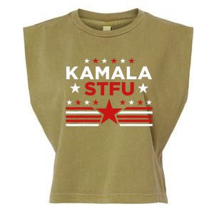 Kamala Stfu Funny Kamala Harris Usa Flag Garment-Dyed Women's Muscle Tee