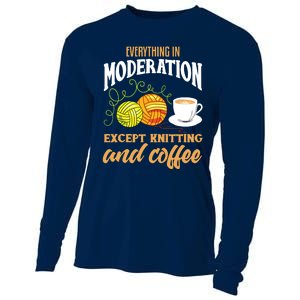 Knitting Shirts Funny Coffee Lover Quote Knitting Lover Cooling Performance Long Sleeve Crew