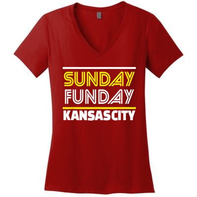 KC Sunday Funday Kansas City Sunday Funday Women's V-Neck T-Shirt