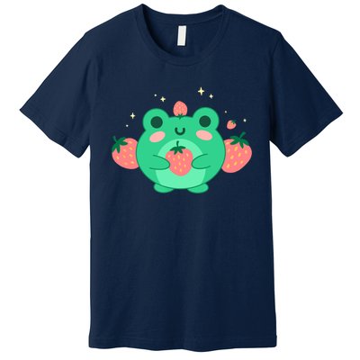 Kawaii Strawberry Frog Cute Retro Japanese Aesthetic Premium T-Shirt