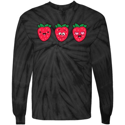 Kawaii Strawberry Fruit Cute Strawberries Tie-Dye Long Sleeve Shirt