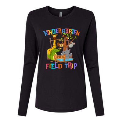 Kindergarten School Field Day Trip Squad 2024 Zoo Animal Womens Cotton Relaxed Long Sleeve T-Shirt