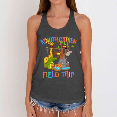 Kindergarten School Field Day Trip Squad 2024 Zoo Animal Women's Knotted Racerback Tank