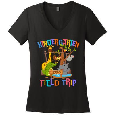 Kindergarten School Field Day Trip Squad 2024 Zoo Animal Women's V-Neck T-Shirt