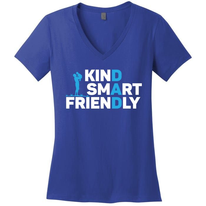 Kind Smart Friendly Dad Papa Best Daddy Ever Fathers Day Cute Gift Women's V-Neck T-Shirt