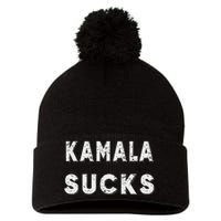 Kamala Sucks Funny Kamala Harris Sucks Pom Pom 12in Knit Beanie