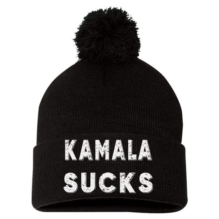 Kamala Sucks Funny Kamala Harris Sucks Pom Pom 12in Knit Beanie