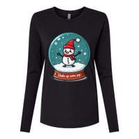 Kawaii Snow Globe Shake Up Some Joy Christmas Womens Cotton Relaxed Long Sleeve T-Shirt