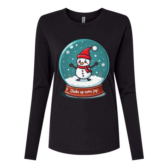 Kawaii Snow Globe Shake Up Some Joy Christmas Womens Cotton Relaxed Long Sleeve T-Shirt