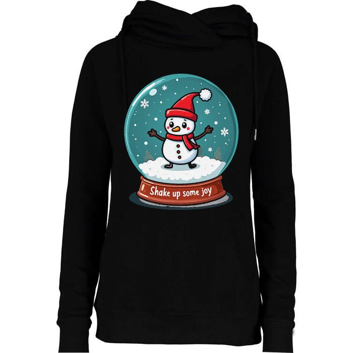 Kawaii Snow Globe Shake Up Some Joy Christmas Womens Funnel Neck Pullover Hood