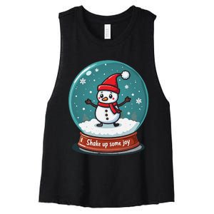 Kawaii Snow Globe Shake Up Some Joy Christmas Women's Racerback Cropped Tank