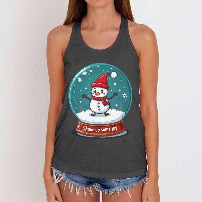 Kawaii Snow Globe Shake Up Some Joy Christmas Women's Knotted Racerback Tank