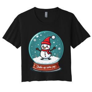 Kawaii Snow Globe Shake Up Some Joy Christmas Women's Crop Top Tee