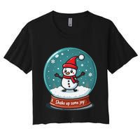 Kawaii Snow Globe Shake Up Some Joy Christmas Women's Crop Top Tee