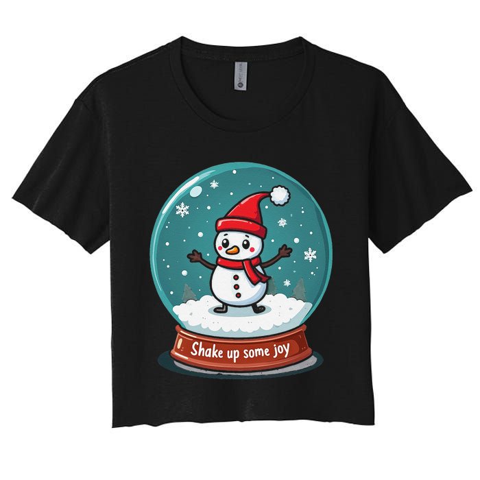 Kawaii Snow Globe Shake Up Some Joy Christmas Women's Crop Top Tee