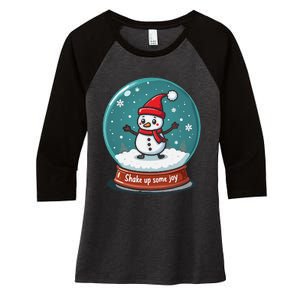 Kawaii Snow Globe Shake Up Some Joy Christmas Women's Tri-Blend 3/4-Sleeve Raglan Shirt