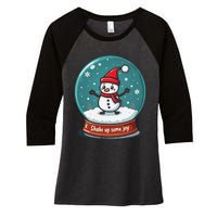 Kawaii Snow Globe Shake Up Some Joy Christmas Women's Tri-Blend 3/4-Sleeve Raglan Shirt