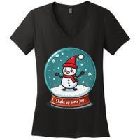 Kawaii Snow Globe Shake Up Some Joy Christmas Women's V-Neck T-Shirt