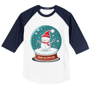 Kawaii Snow Globe Shake Up Some Joy Christmas Baseball Sleeve Shirt