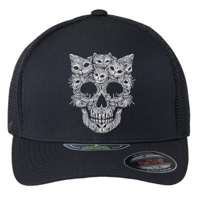 Kitten Skeleton Halloween Costume Skull Cats Gift Flexfit Unipanel Trucker Cap