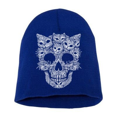 Kitten Skeleton Halloween Costume Skull Cats Gift Short Acrylic Beanie