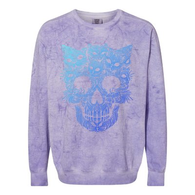 Kitten Skeleton Halloween Costume Skull Cats Gift Colorblast Crewneck Sweatshirt