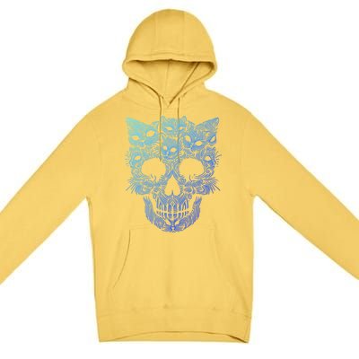 Kitten Skeleton Halloween Costume Skull Cats Gift Premium Pullover Hoodie