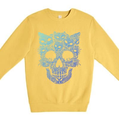 Kitten Skeleton Halloween Costume Skull Cats Gift Premium Crewneck Sweatshirt