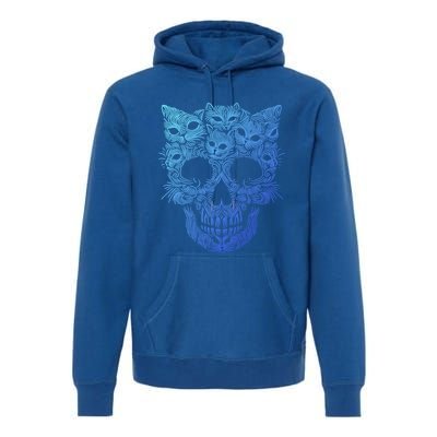 Kitten Skeleton Halloween Costume Skull Cats Gift Premium Hoodie