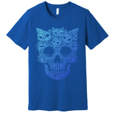 Kitten Skeleton Halloween Costume Skull Cats Gift Premium T-Shirt