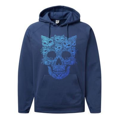 Kitten Skeleton Halloween Costume Skull Cats Gift Performance Fleece Hoodie