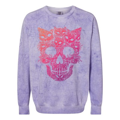 Kitten Skeleton Halloween Costume Skull Cats Gift Colorblast Crewneck Sweatshirt