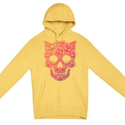 Kitten Skeleton Halloween Costume Skull Cats Gift Premium Pullover Hoodie