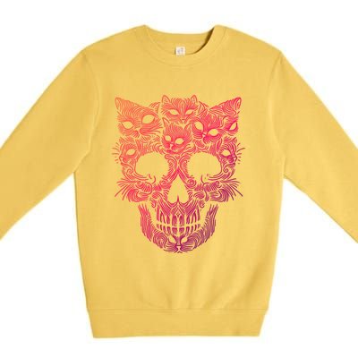 Kitten Skeleton Halloween Costume Skull Cats Gift Premium Crewneck Sweatshirt