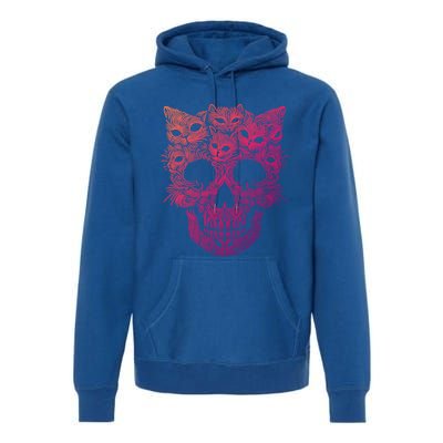 Kitten Skeleton Halloween Costume Skull Cats Gift Premium Hoodie