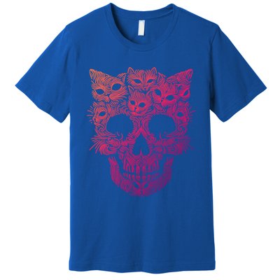 Kitten Skeleton Halloween Costume Skull Cats Gift Premium T-Shirt