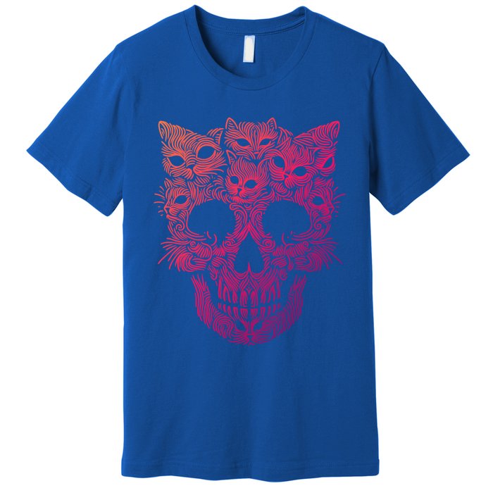 Kitten Skeleton Halloween Costume Skull Cats Gift Premium T-Shirt