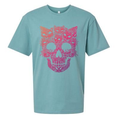 Kitten Skeleton Halloween Costume Skull Cats Gift Sueded Cloud Jersey T-Shirt