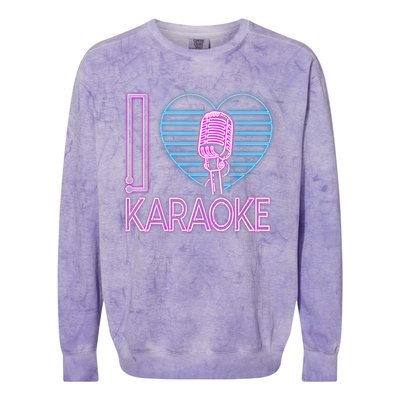 Karaoke Singer Heart 80s Retro I Love Karaoke Colorblast Crewneck Sweatshirt