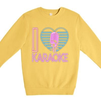 Karaoke Singer Heart 80s Retro I Love Karaoke Premium Crewneck Sweatshirt