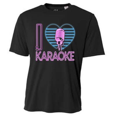 Karaoke Singer Heart 80s Retro I Love Karaoke Cooling Performance Crew T-Shirt