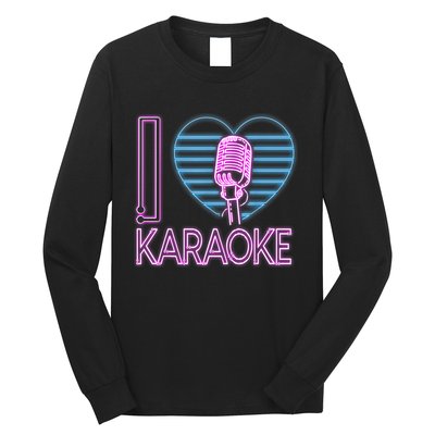 Karaoke Singer Heart 80s Retro I Love Karaoke Long Sleeve Shirt