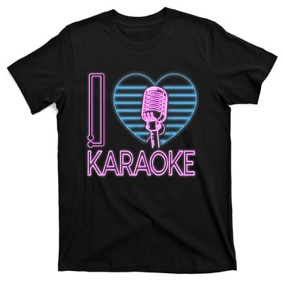 Karaoke Singer Heart 80s Retro I Love Karaoke T-Shirt