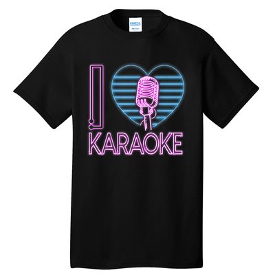 Karaoke Singer Heart 80s Retro I Love Karaoke Tall T-Shirt