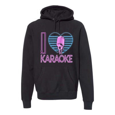 Karaoke Singer Heart 80s Retro I Love Karaoke Premium Hoodie